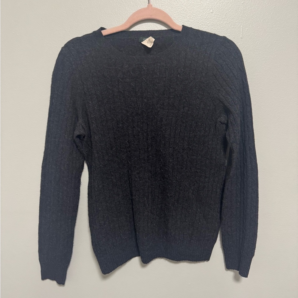 J Crew Wool Cable Knit Gray Sweater